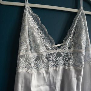 NWT Dainty blue and white bridal chemise slip lingerie from Dillards
